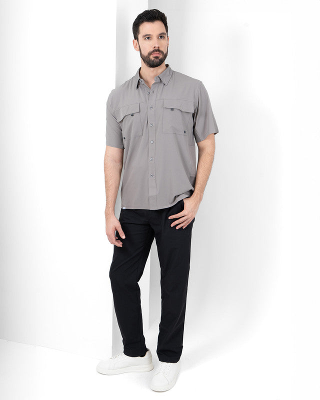MAJA® Outdoor Team Shirt, Gray, detail, Relaxed fit, Polyester, with ripstop, ideal for office