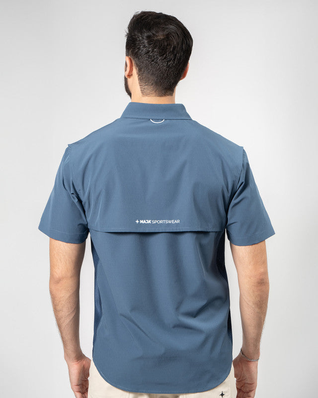 Bahía Outdoor Shirt, Navy Blue, back view, Relaxed fit, Polyester, ideal for office