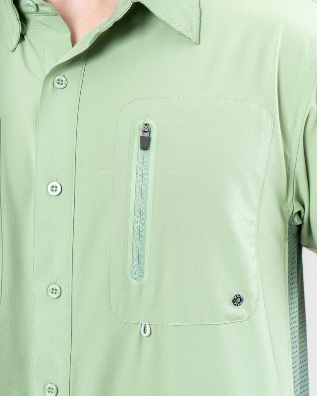 Bahía Outdoor Shirt, Verde pálido, side view, Relaxed fit, Polyester, ideal for office