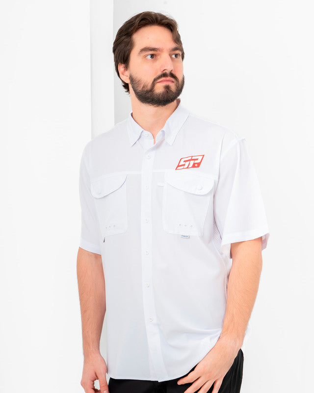 MAJA® Outdoor Signature Shirt, White, front view, Relaxed fit, Polyester, with ripstop, ideal for office