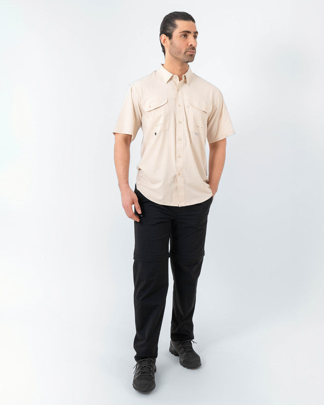 MAJA® Outdoor Signature Shirt, Khaki claro, detail, Relaxed fit, Polyester, with ripstop, ideal for office