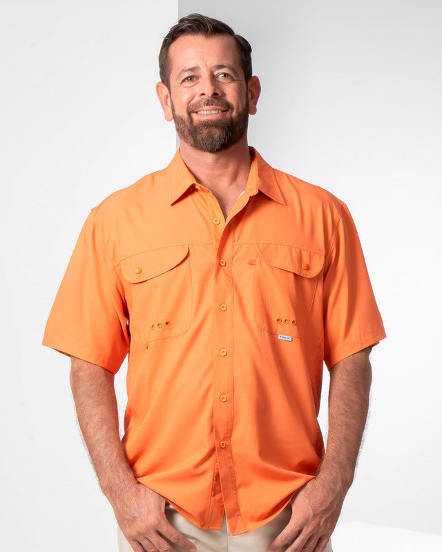 MAJA® Outdoor Signature Shirt, Orange, front view, Relaxed fit, Polyester, with ripstop, ideal for office