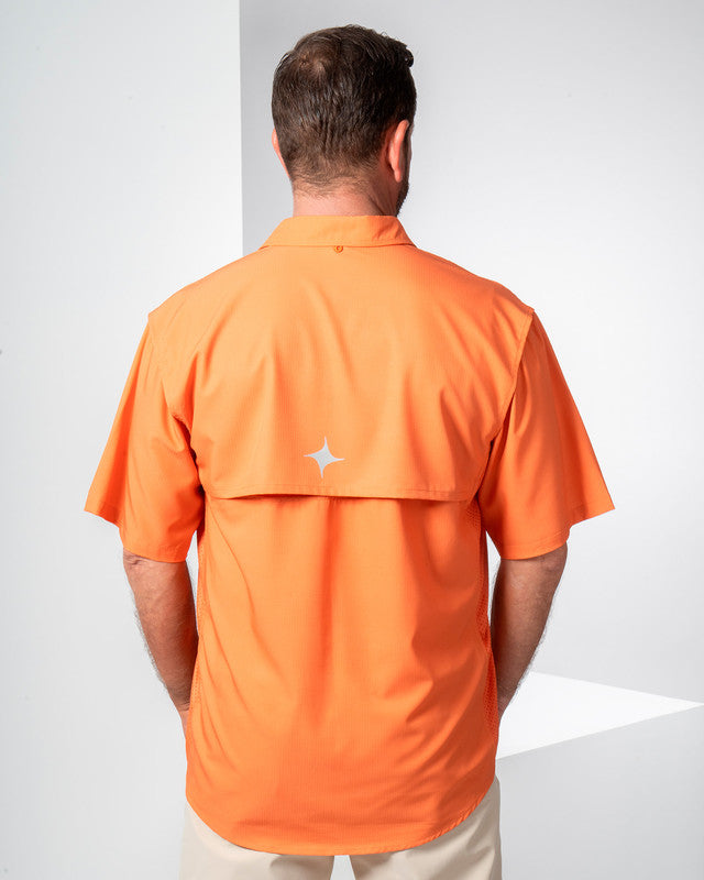 MAJA® Outdoor Signature Shirt, Orange, back view, Relaxed fit, Polyester, with ripstop, ideal for office