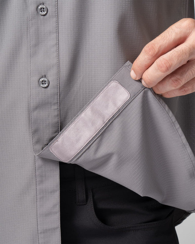 MAJA® Outdoor Signature Shirt, Gray, detail, Relaxed fit, Polyester, with ripstop, ideal for office