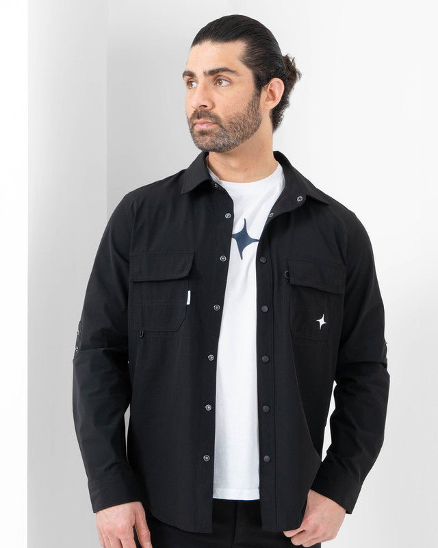 Tropa Overshirt, Black, back view, Regular fit, Polyamide, with water-repellent, ideal for office