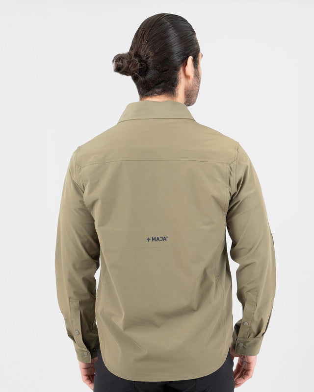 Tropa Overshirt, Olive green, back view, Regular fit, Polyamide, with water-repellent, ideal for office