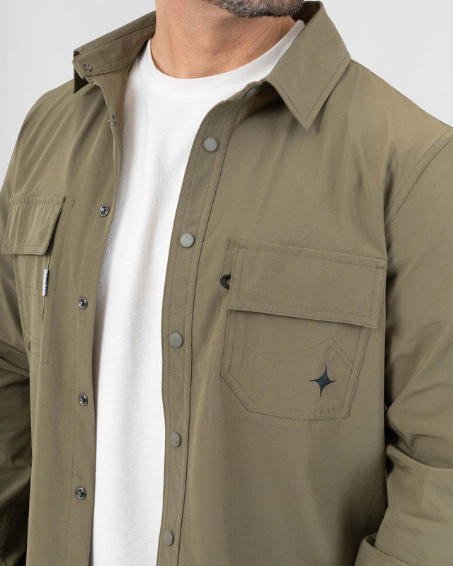 Tropa Overshirt, Olive green, side view, Regular fit, Polyamide, with water-repellent, ideal for office
