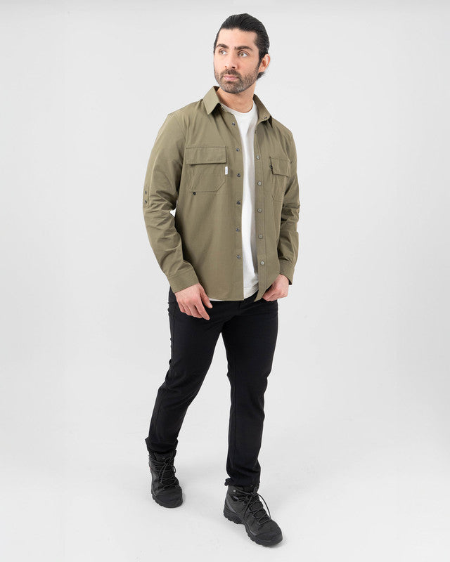 Tropa Overshirt, Olive green, detail, Regular fit, Polyamide, with water-repellent, ideal for office