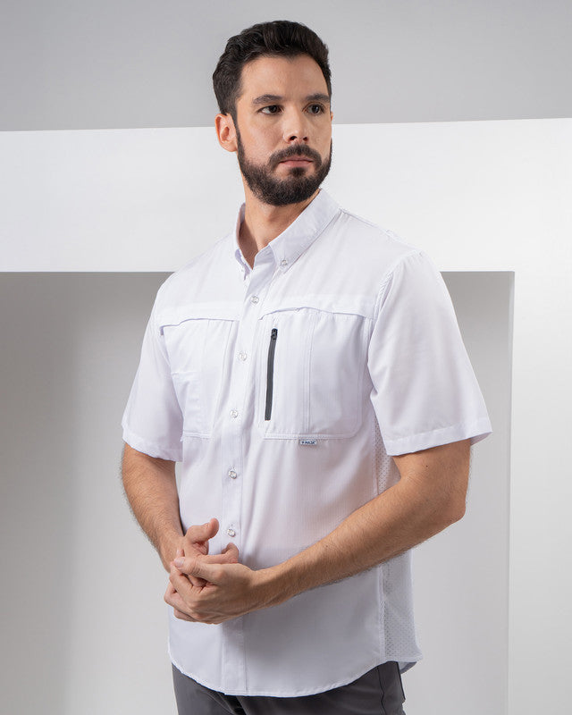 Tripulante Shirt, White, front view, Regular fit, Polyester, ideal for office