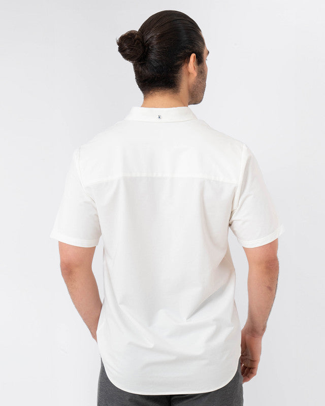 MAJA® Oxford Shirt, White, back view, Slim fit, Polyester, with 4-way stretch fabric, ideal for office