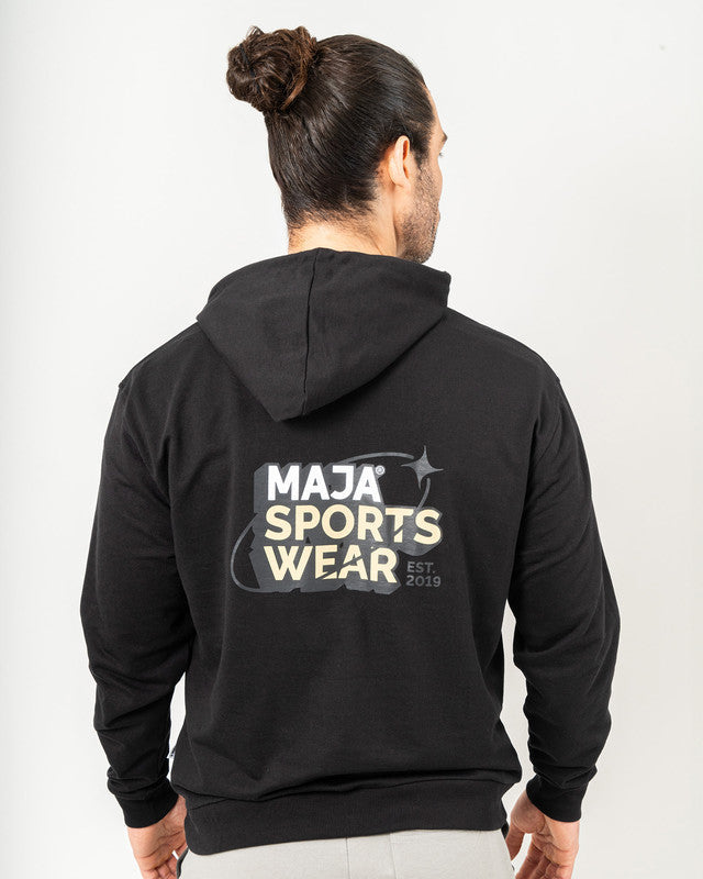 MAJA® Hook Hoodie, Black, back view, Relaxed fit, Polyester, great for cold weather