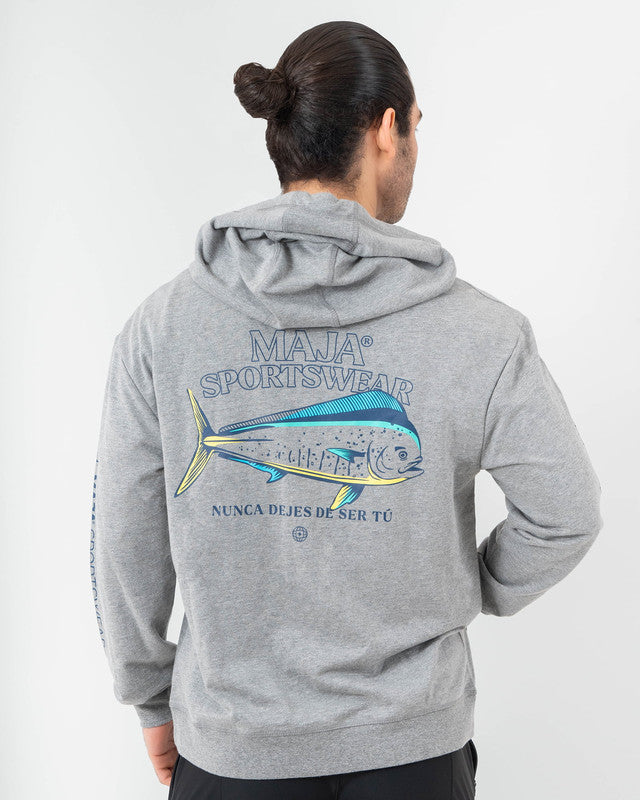 MAJA® Boreal Hoodie, Gray, back view, Slim fit, Polyester, with breathable, great for cold weather