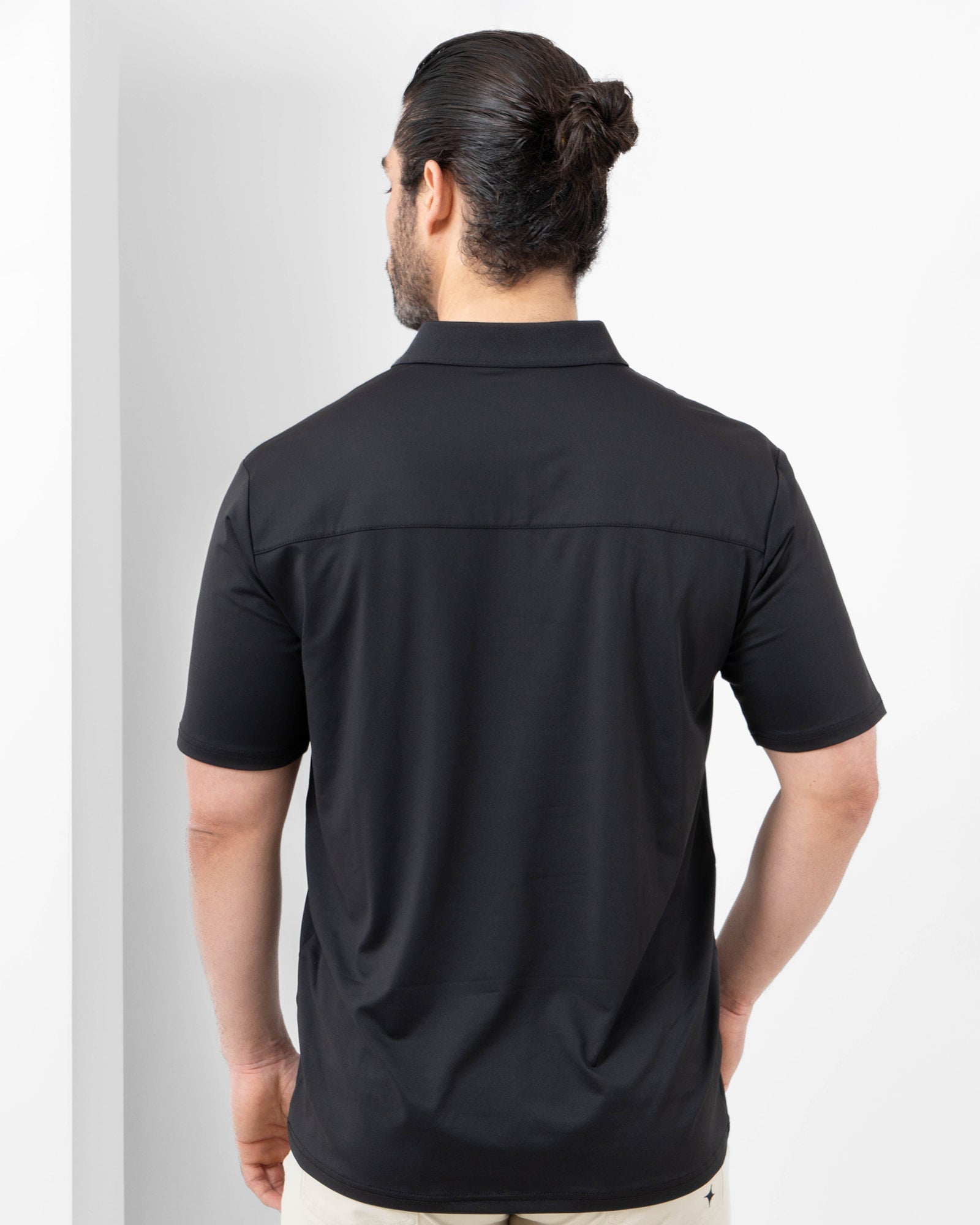 MAJA® Polo, Black, back view, Regular fit, Polyester, with UPF 50, versatile use