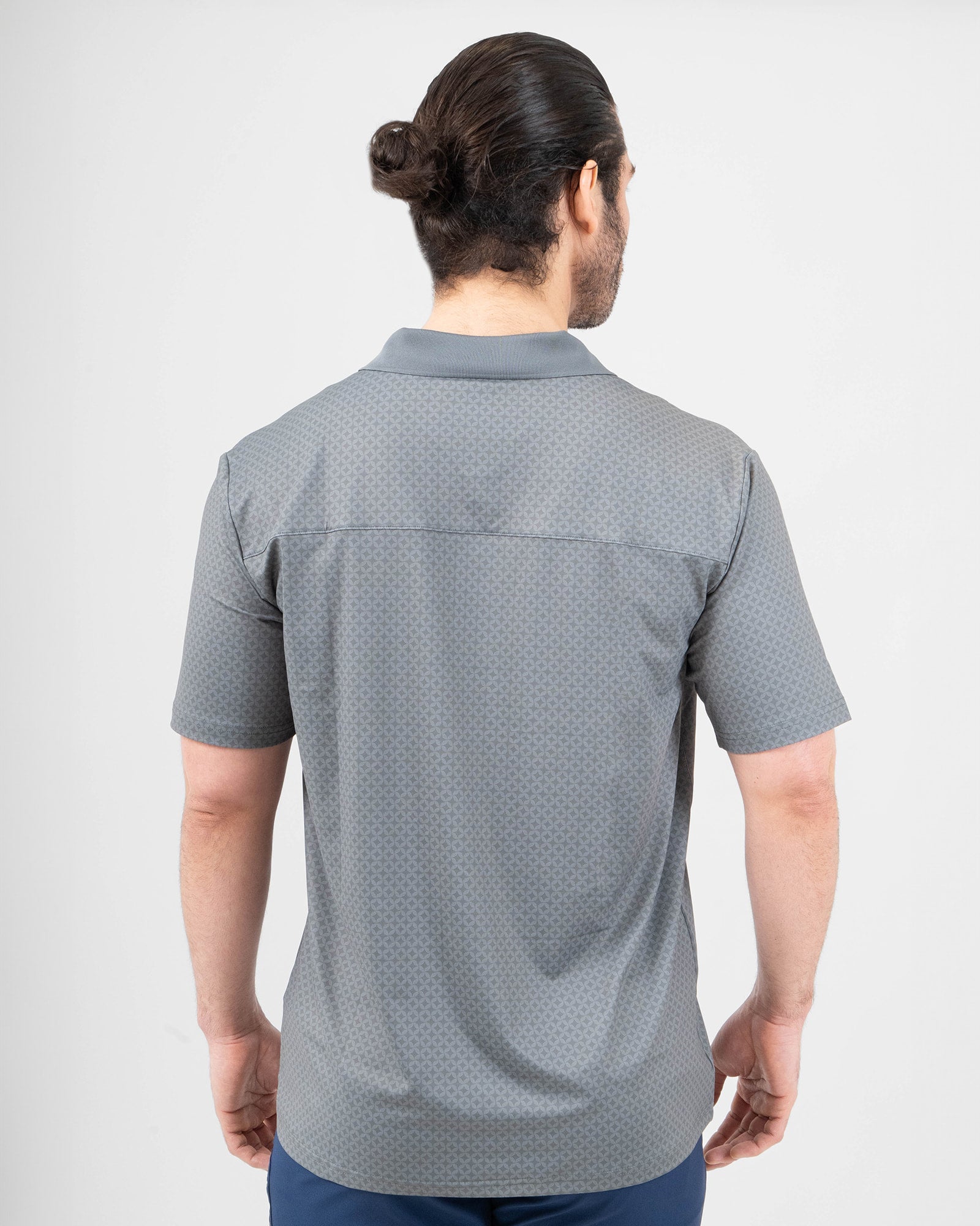 MAJA® Polo, Patrón nube verde, back view, Regular fit, Polyester, with UPF 50, versatile use