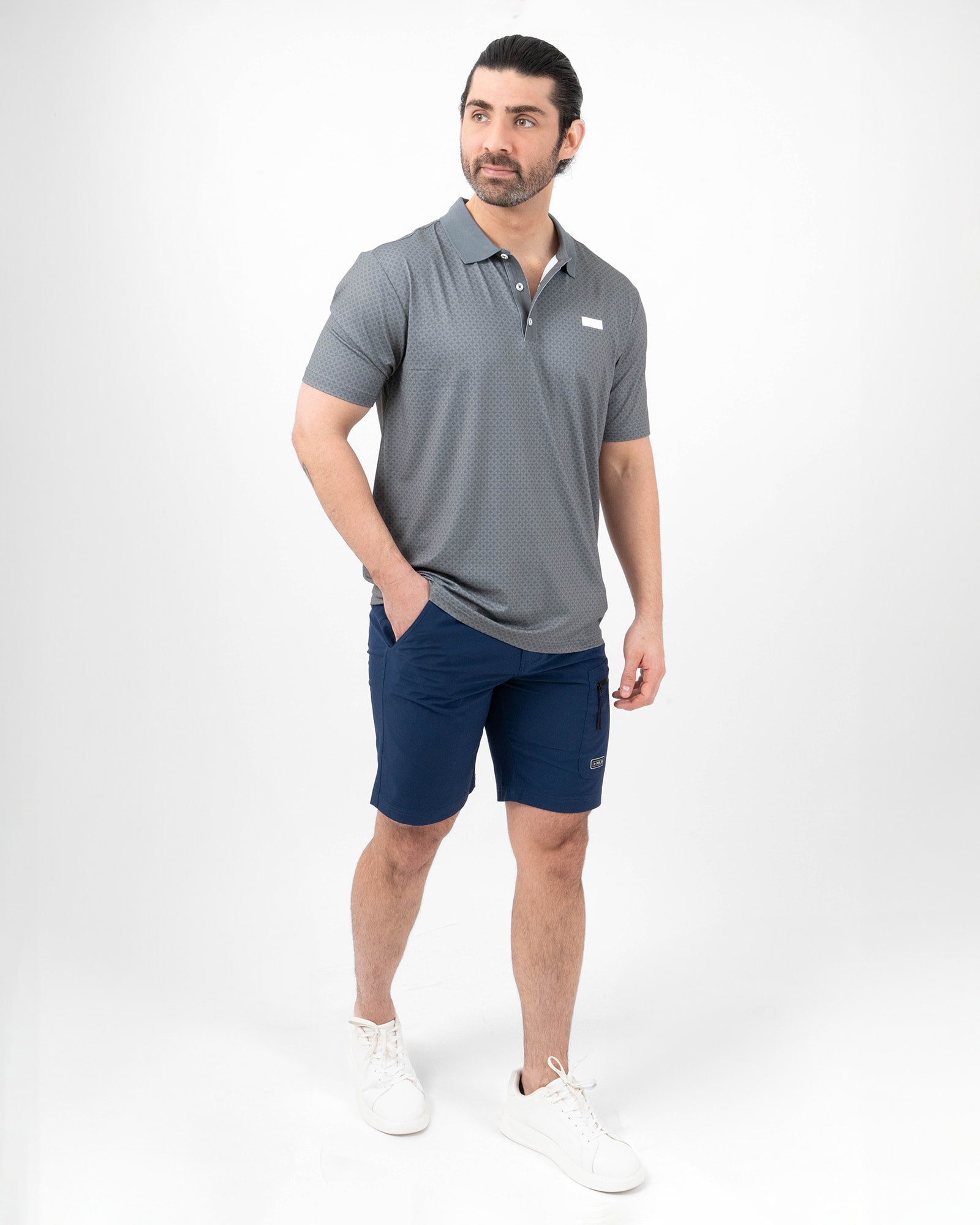 MAJA® Polo, Patrón nube verde, detail, Regular fit, Polyester, with UPF 50, versatile use