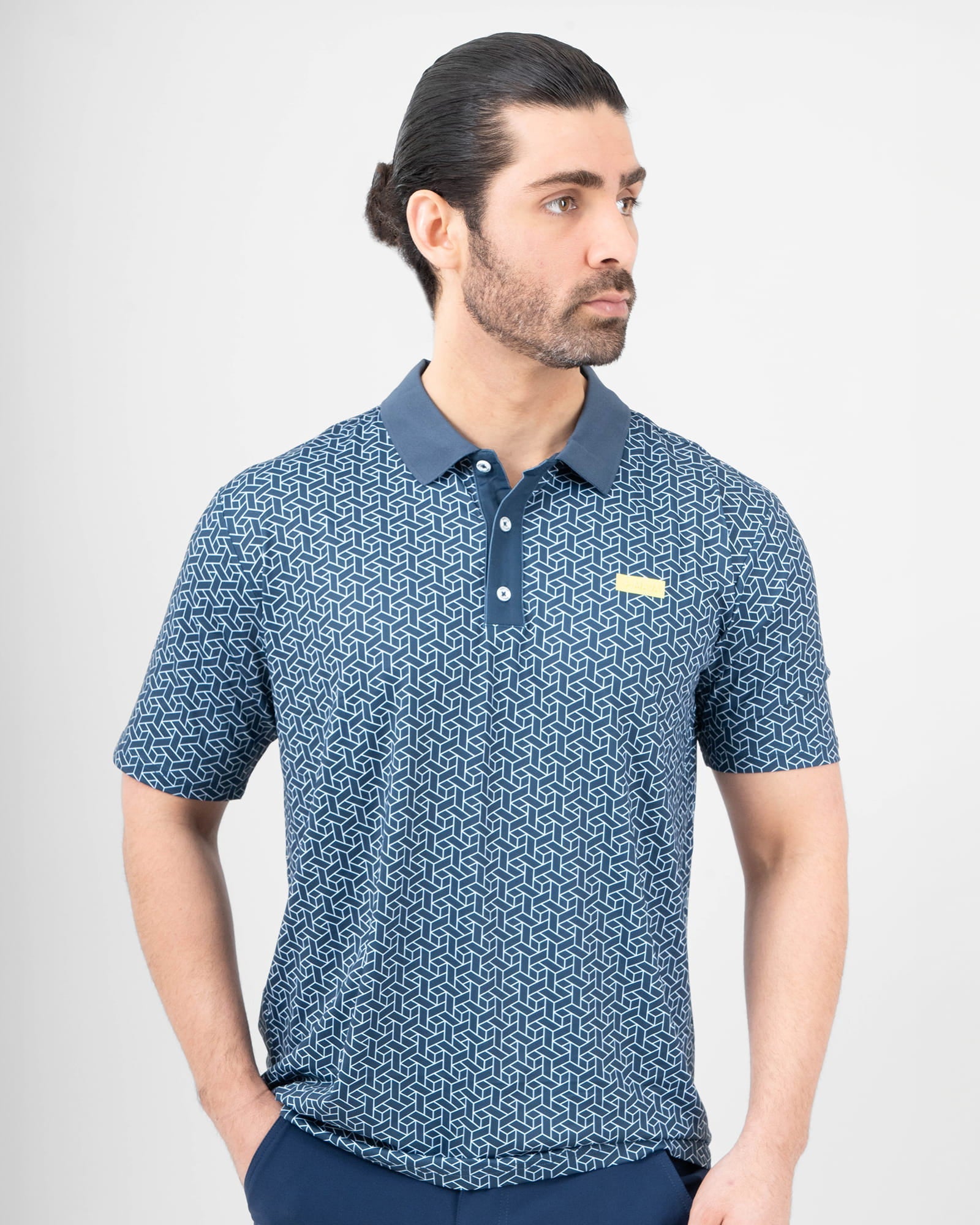 MAJA® Polo, Artesanía azul marino, front view, Regular fit, Polyester, with UPF 50, versatile use