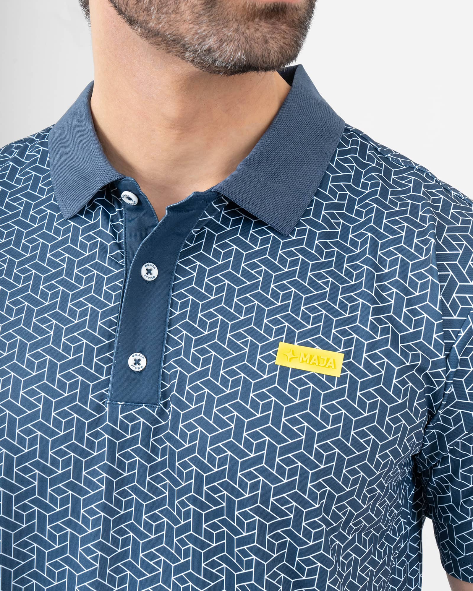 MAJA® Polo, Artesanía azul marino, side view, Regular fit, Polyester, with UPF 50, versatile use