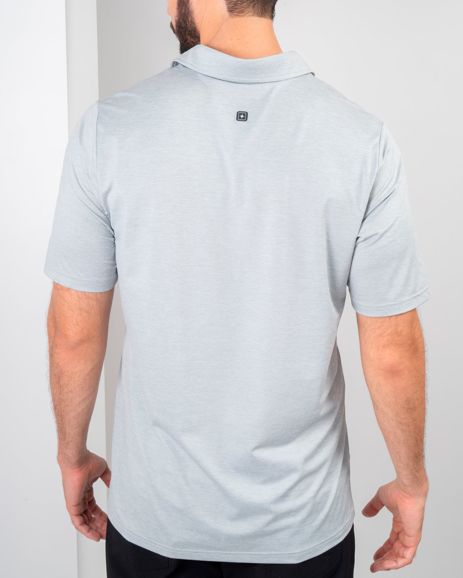 MAJA® Active Polo, Light Gray, back view, Regular fit, Polyester, with UPF 50, versatile use