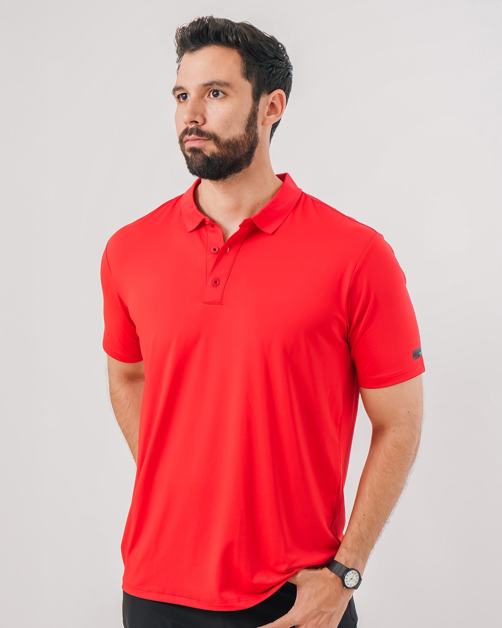 MAJA® Ocaso Polo Shirt, Red, front view, Regular fit, Polyester, with 4-way stretch fabric, versatile use