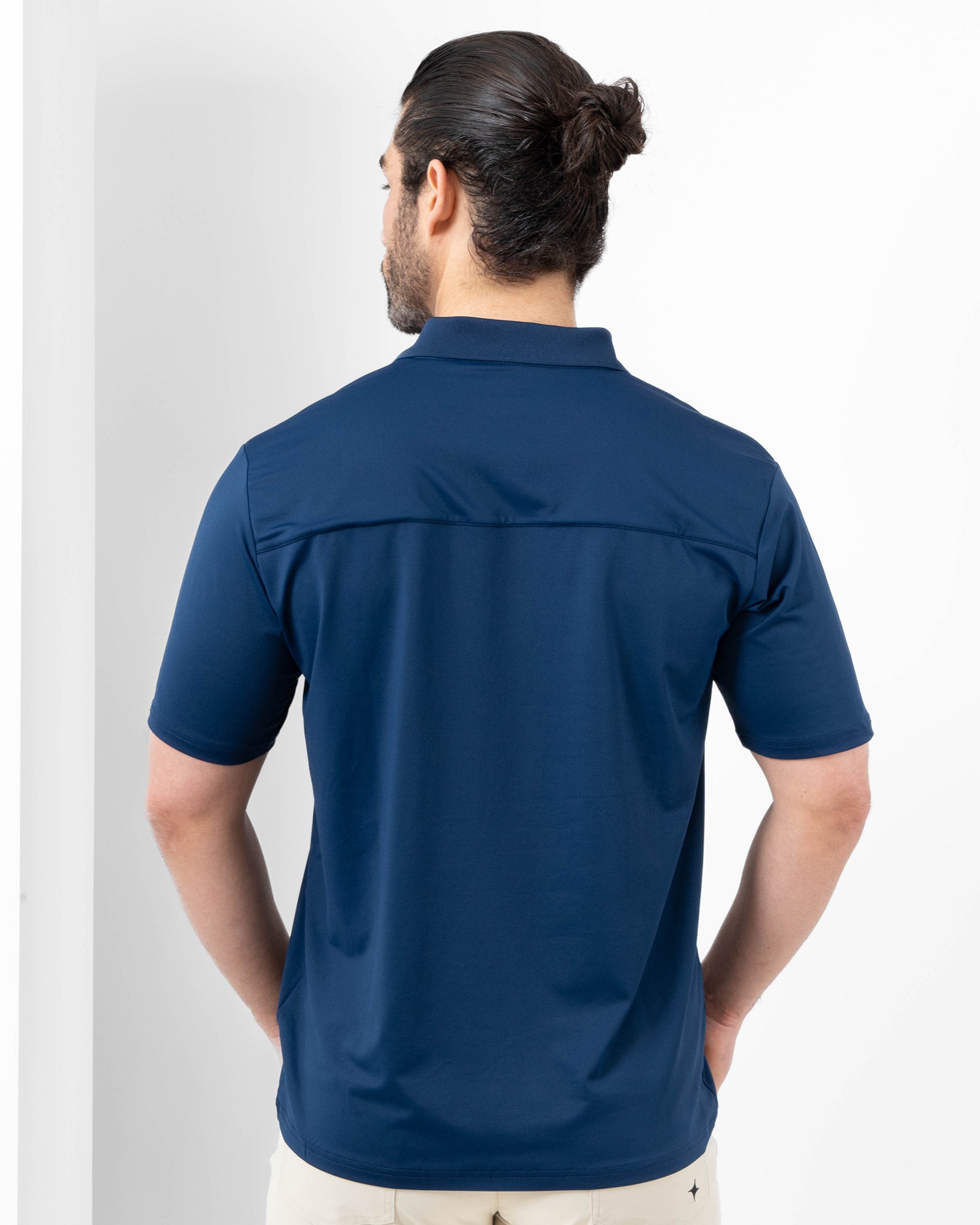 MAJA® Polo, Navy Blue, back view, Regular fit, Polyester, with UPF 50, versatile use