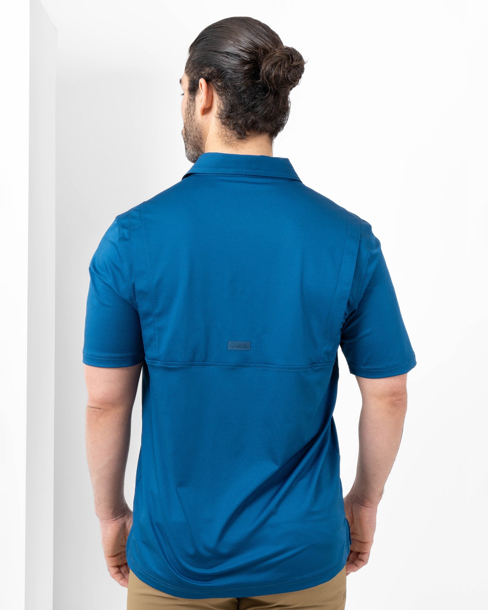 Naval Polo, Navy Blue, back view, Regular fit, Polyester, with 4-way stretch fabric, versatile use
