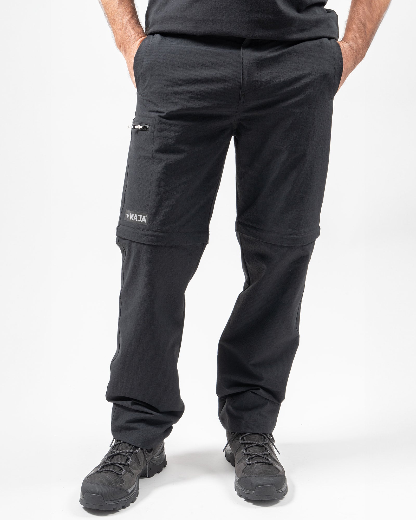 Convertible Pants-Short MAJA®, Black, front view, Regular fit, Polyamide, versatile use
