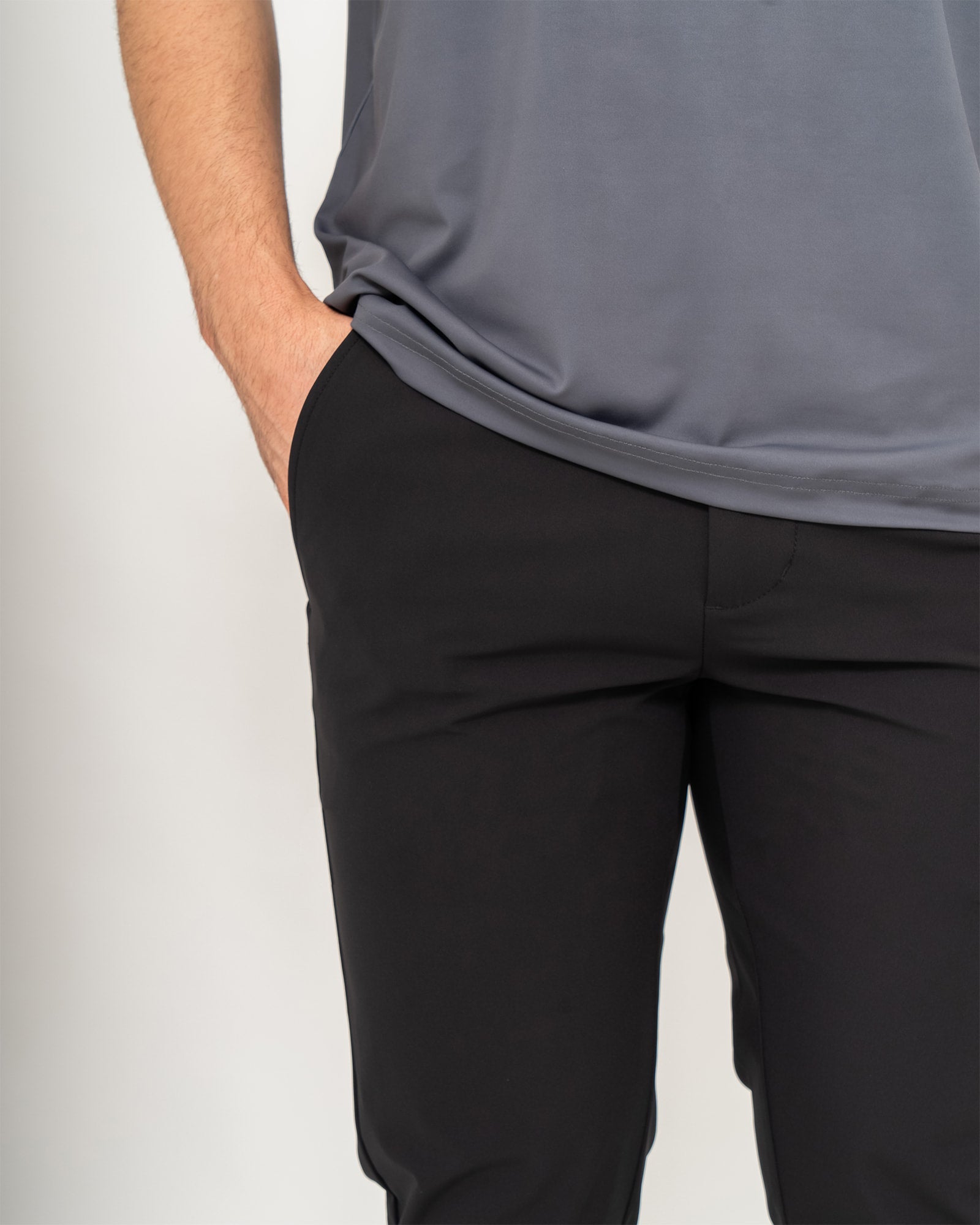 Slim Pants, Black, side view, Slim fit, Polyester, with 4-way stretch fabric, versatile use