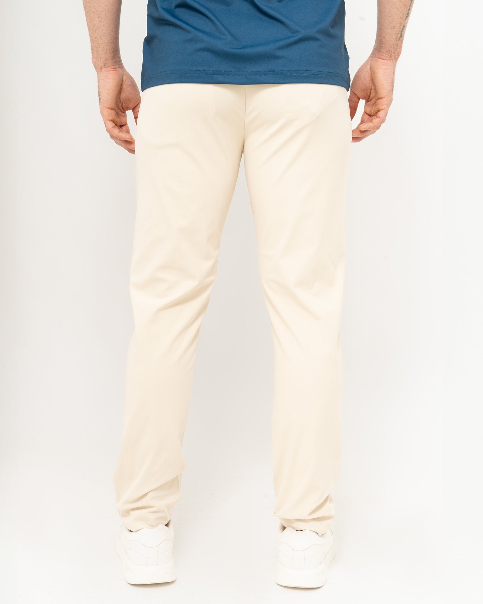 Slim Pants, Khaki, back view, Slim fit, Polyester, with 4-way stretch fabric, versatile use