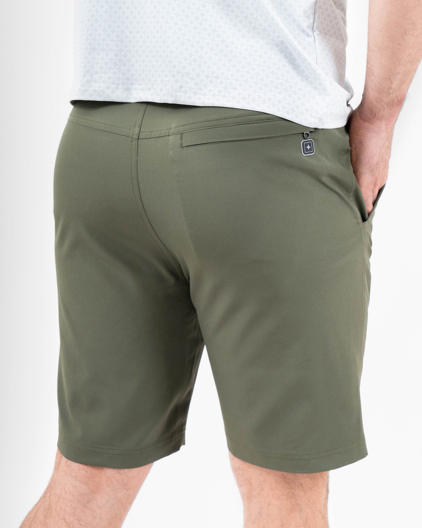 MAJA® Cargo Shorts Discover, Olive green, back view, Relaxed fit, Polyester, comfortable for training