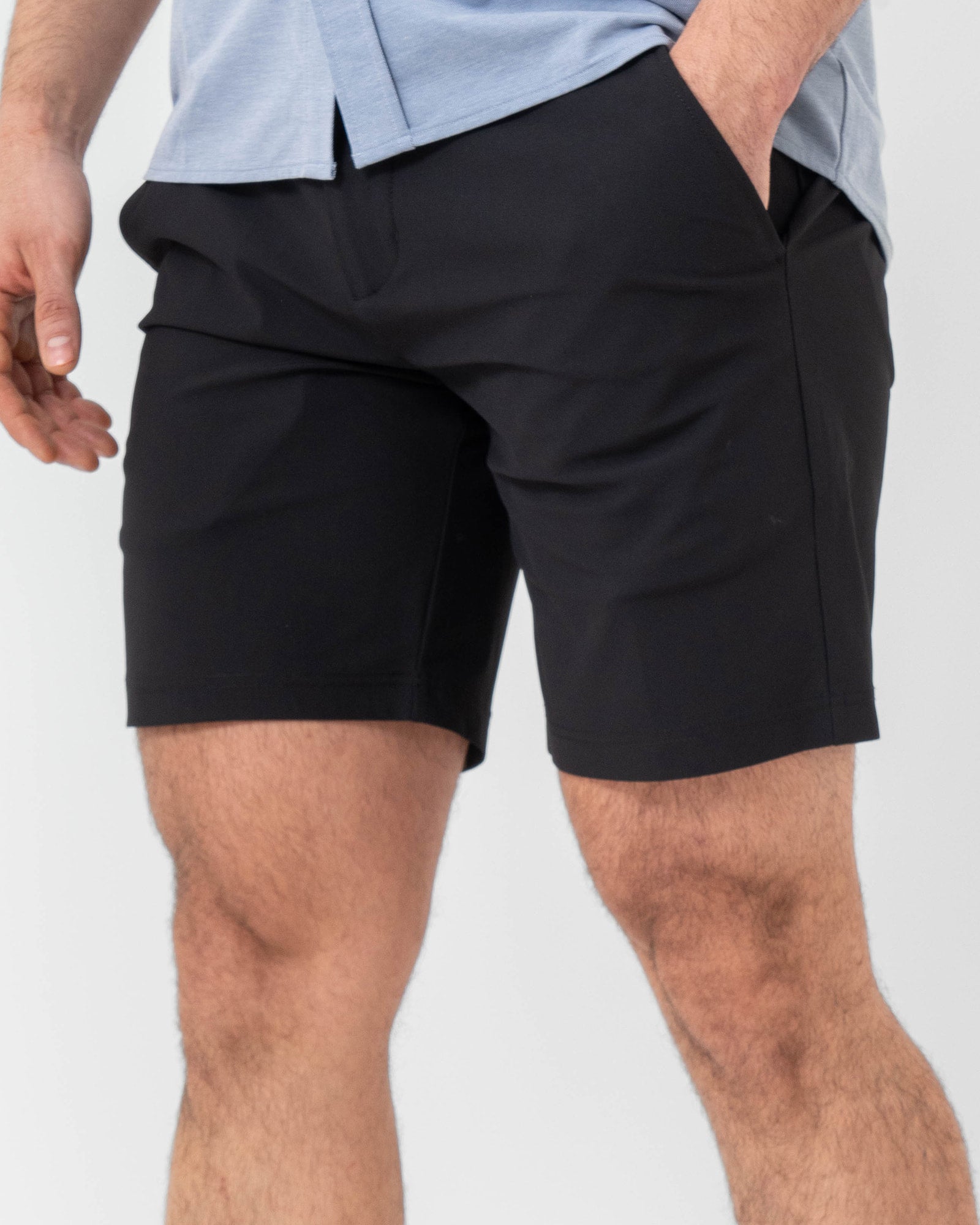 MAJA® Slim Formal Shorts, Black, front view, Slim fit, Polyester, with 4-way stretch fabric, comfortable for training