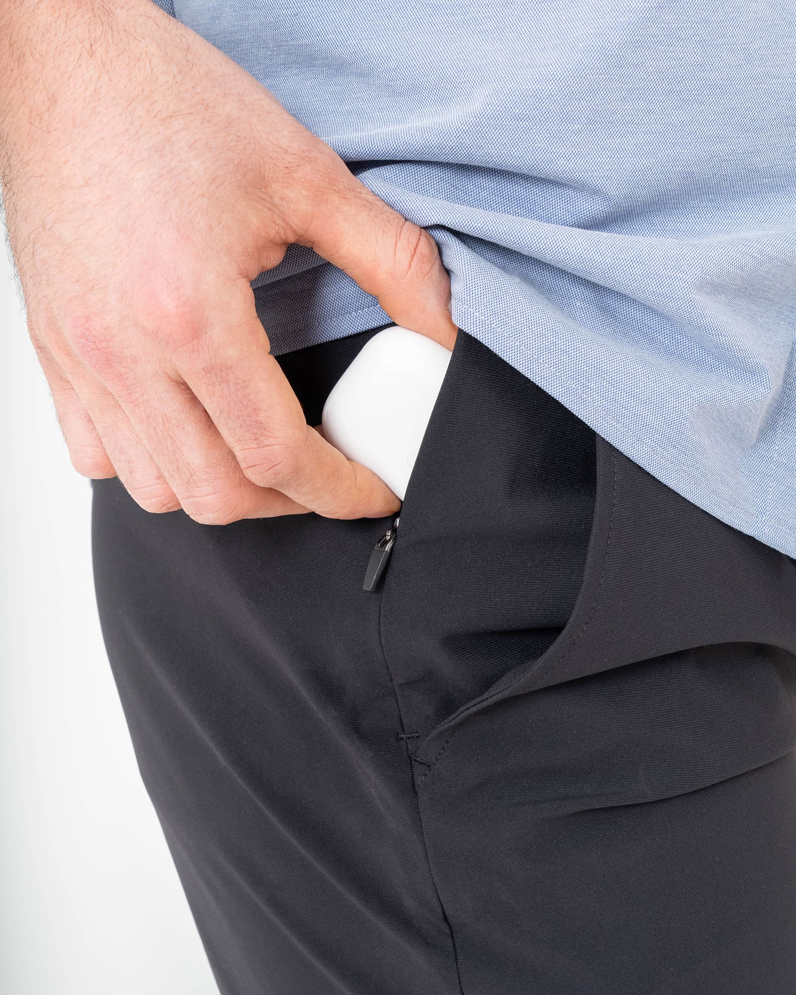 MAJA® Slim Formal Shorts, Black, detail, Slim fit, Polyester, with 4-way stretch fabric, comfortable for training