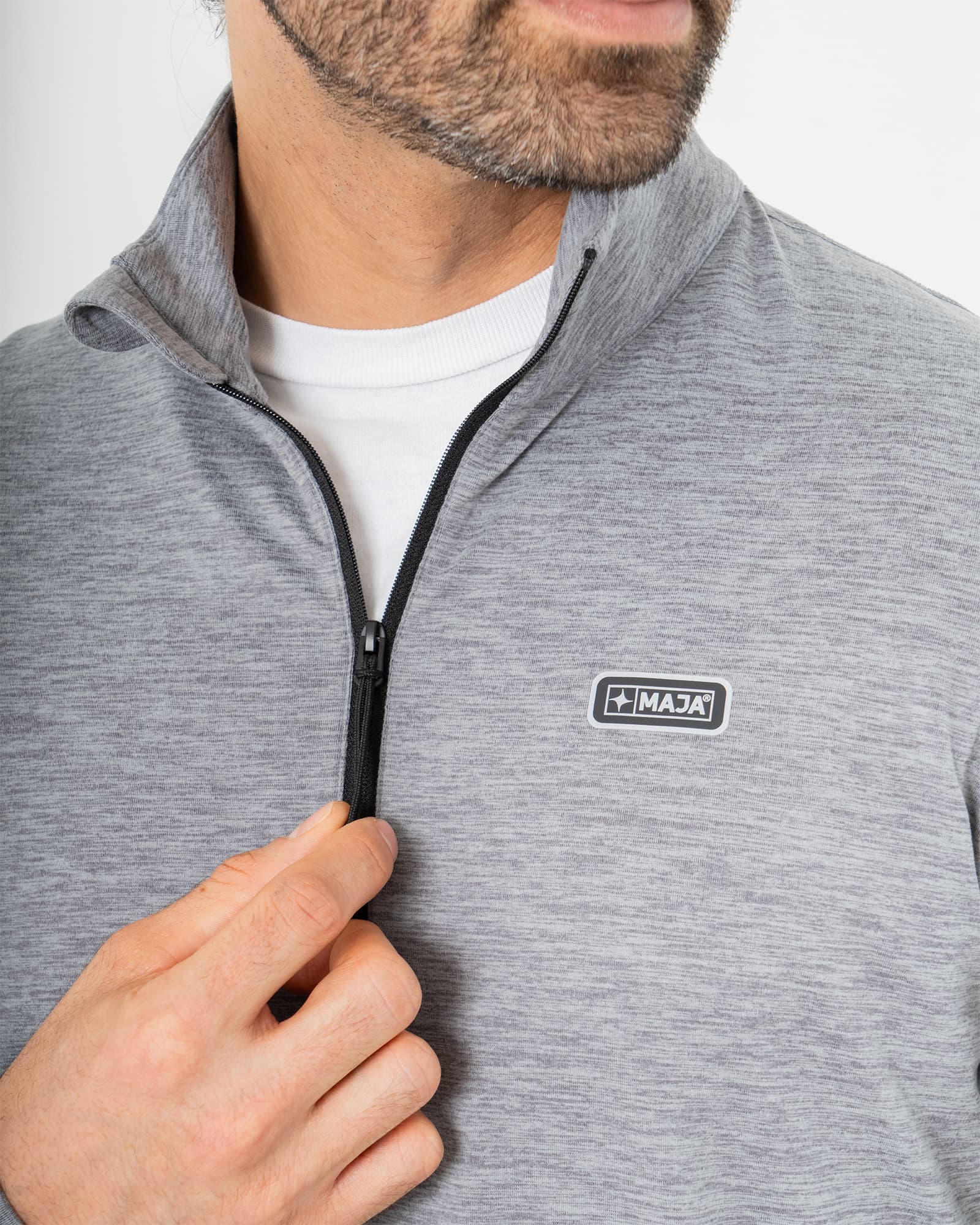 Andrews Pullover, Gray Jaspe, side view, Regular fit, Polyester, with 4-way stretch fabric, great for cold weather