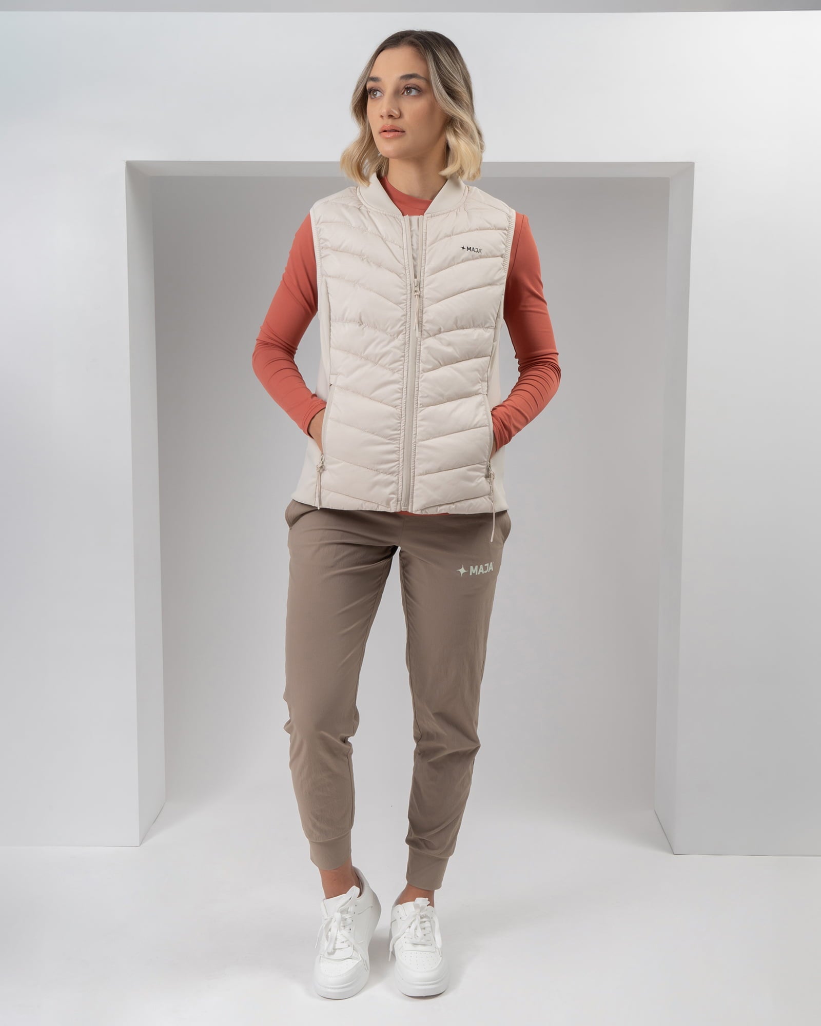 Polar Vest, Cream, detail, Slim fit, Polyester, perfect for casual wear or training