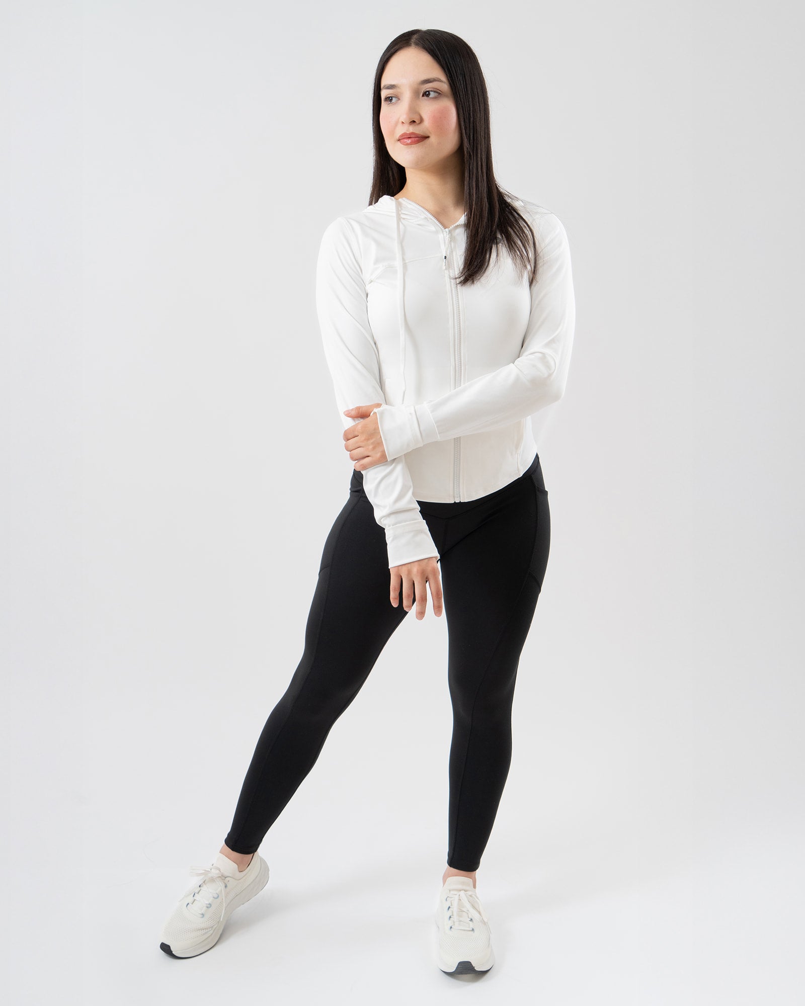 MAJA® Emblema Hoodie, White, Slim fit, Polyamide, with 4-way stretch fabric, great for cold weather