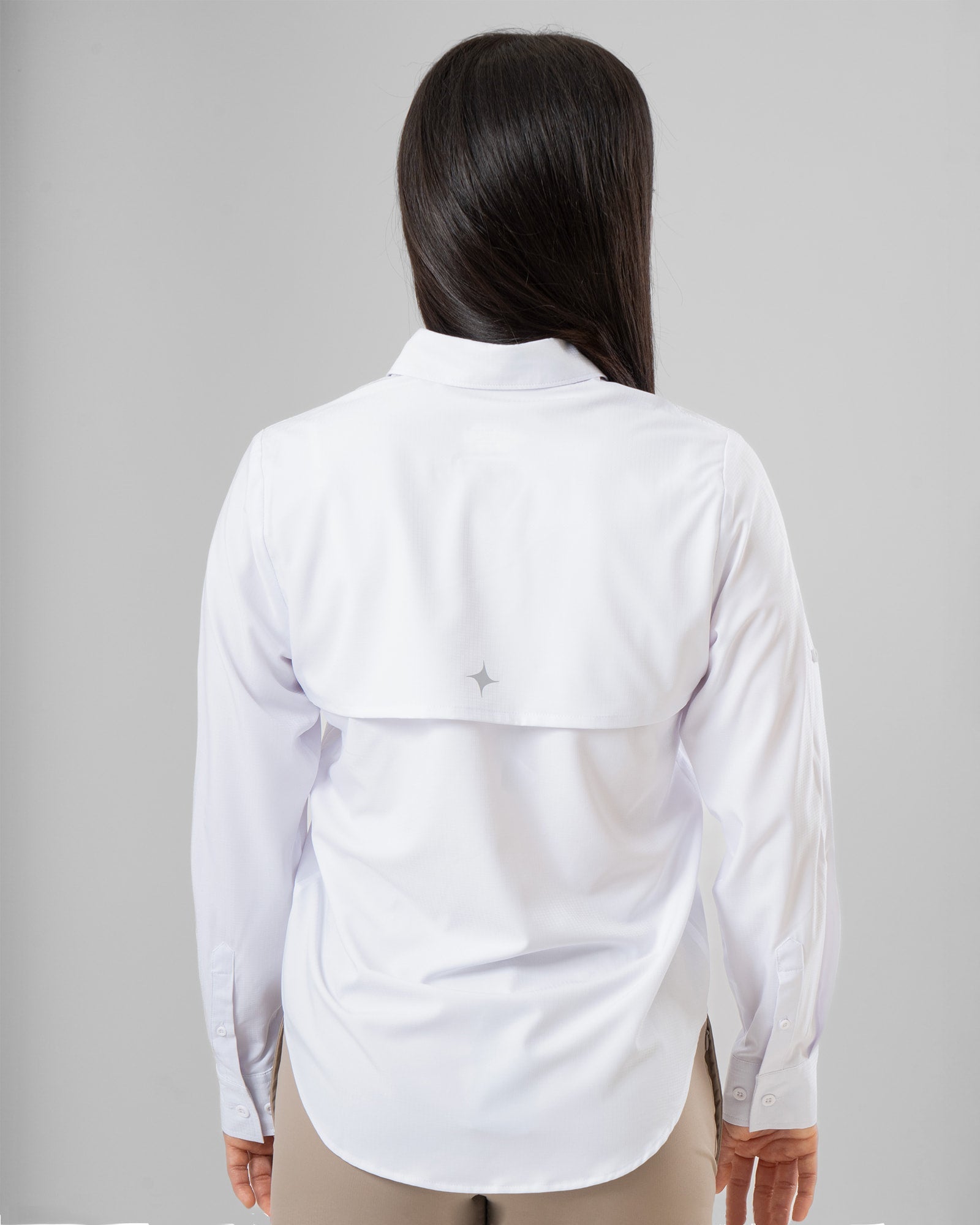 MAJA® Outdoor Signature Shirt, Blanco completo, back view, Regular fit, Polyester, with ripstop, ideal for office