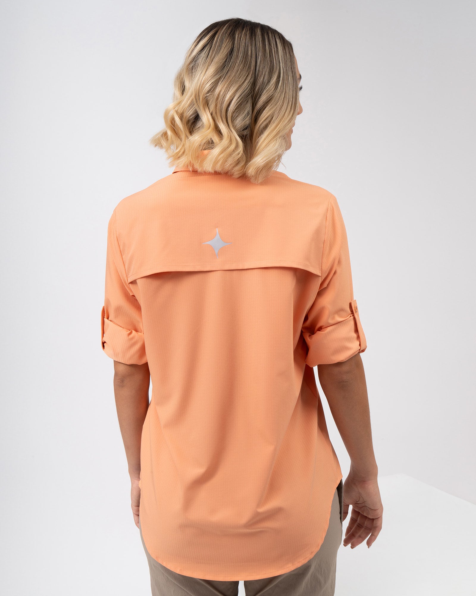 MAJA® Outdoor Signature Shirt, Durazno, back view, Regular fit, Polyester, with ripstop, ideal for office