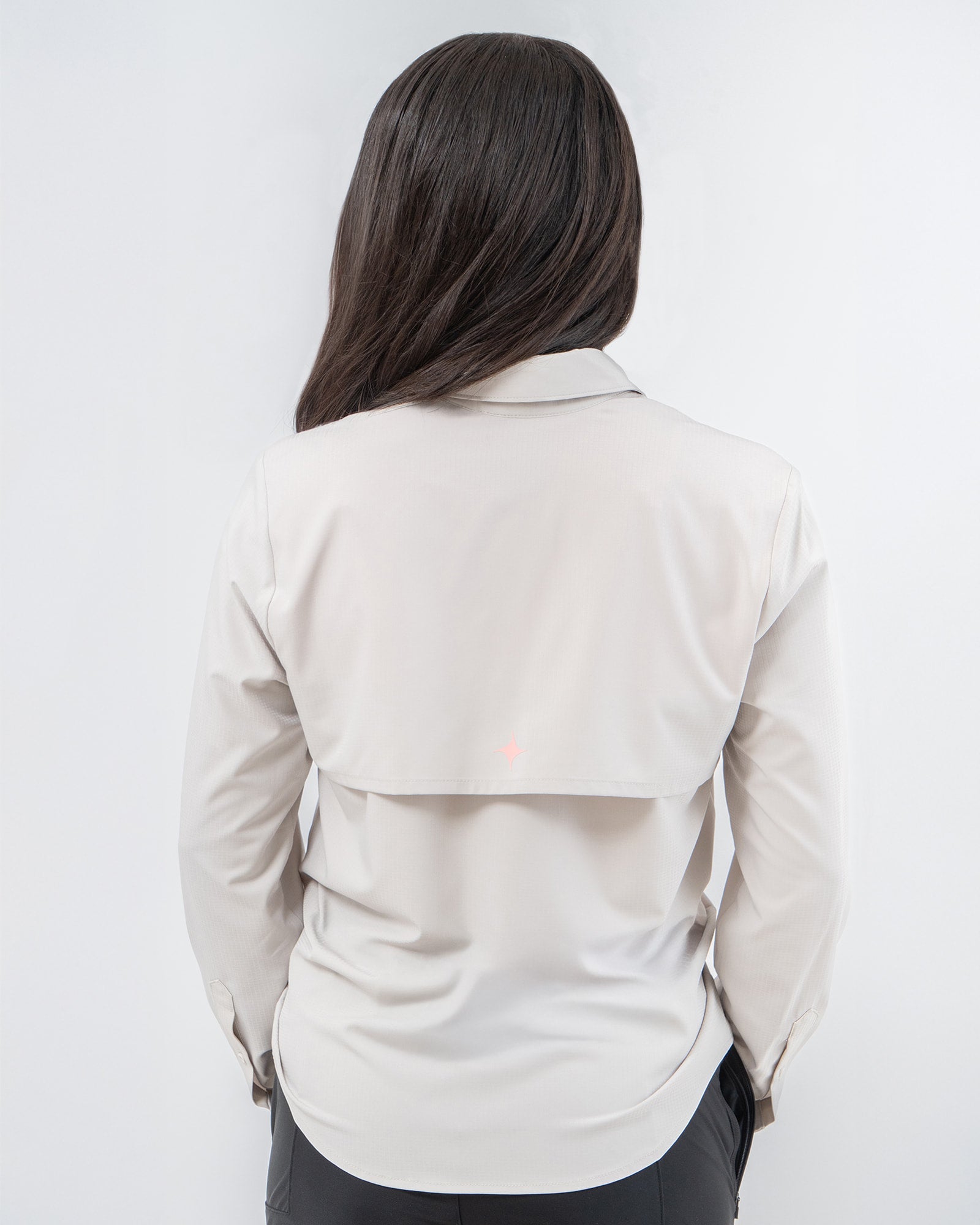 MAJA® Outdoor Signature Shirt, Gray, back view, Regular fit, Polyester, with ripstop, ideal for office