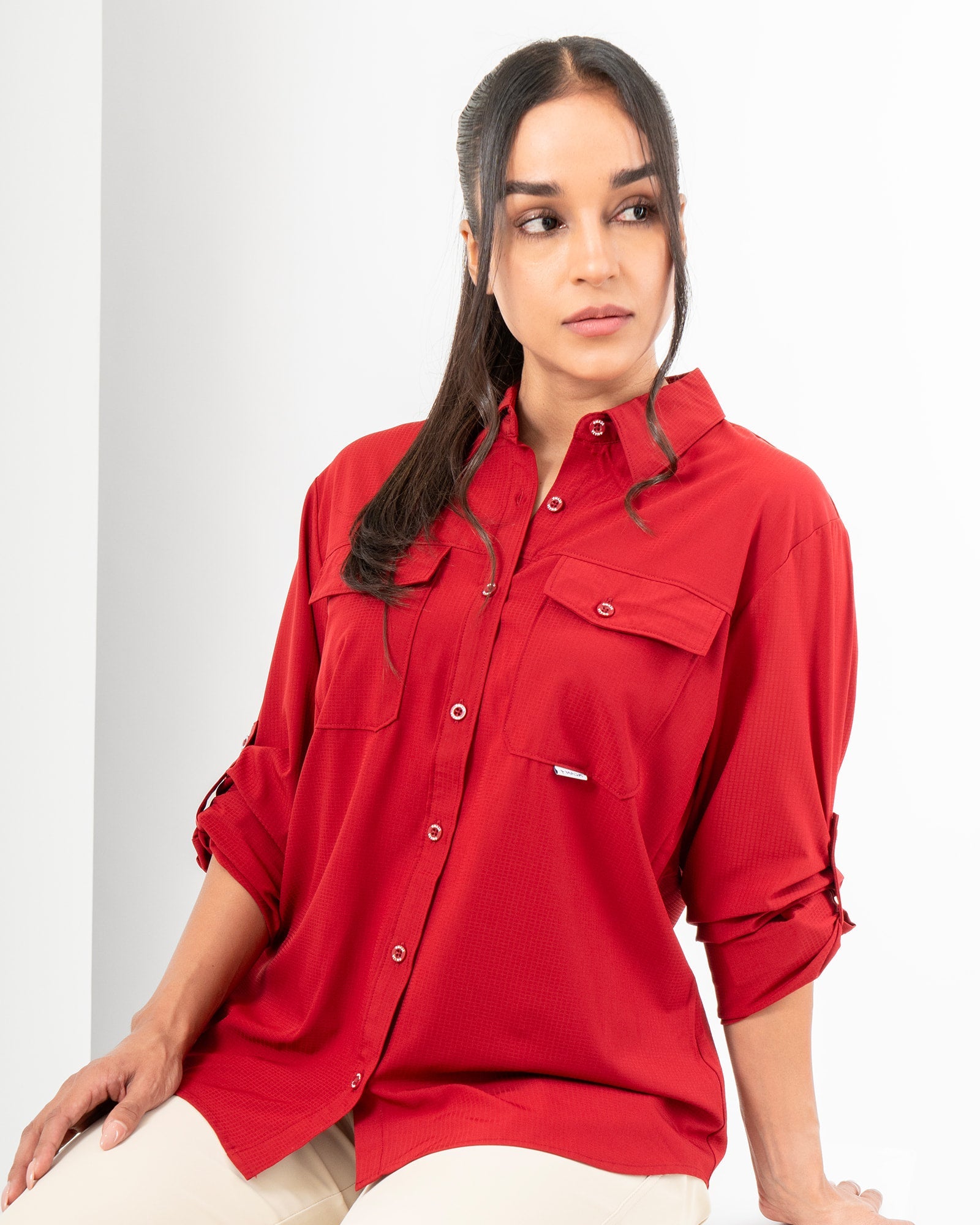 MAJA® Outdoor Signature Shirt, Tinto, front view, Regular fit, Polyester, with ripstop, ideal for office
