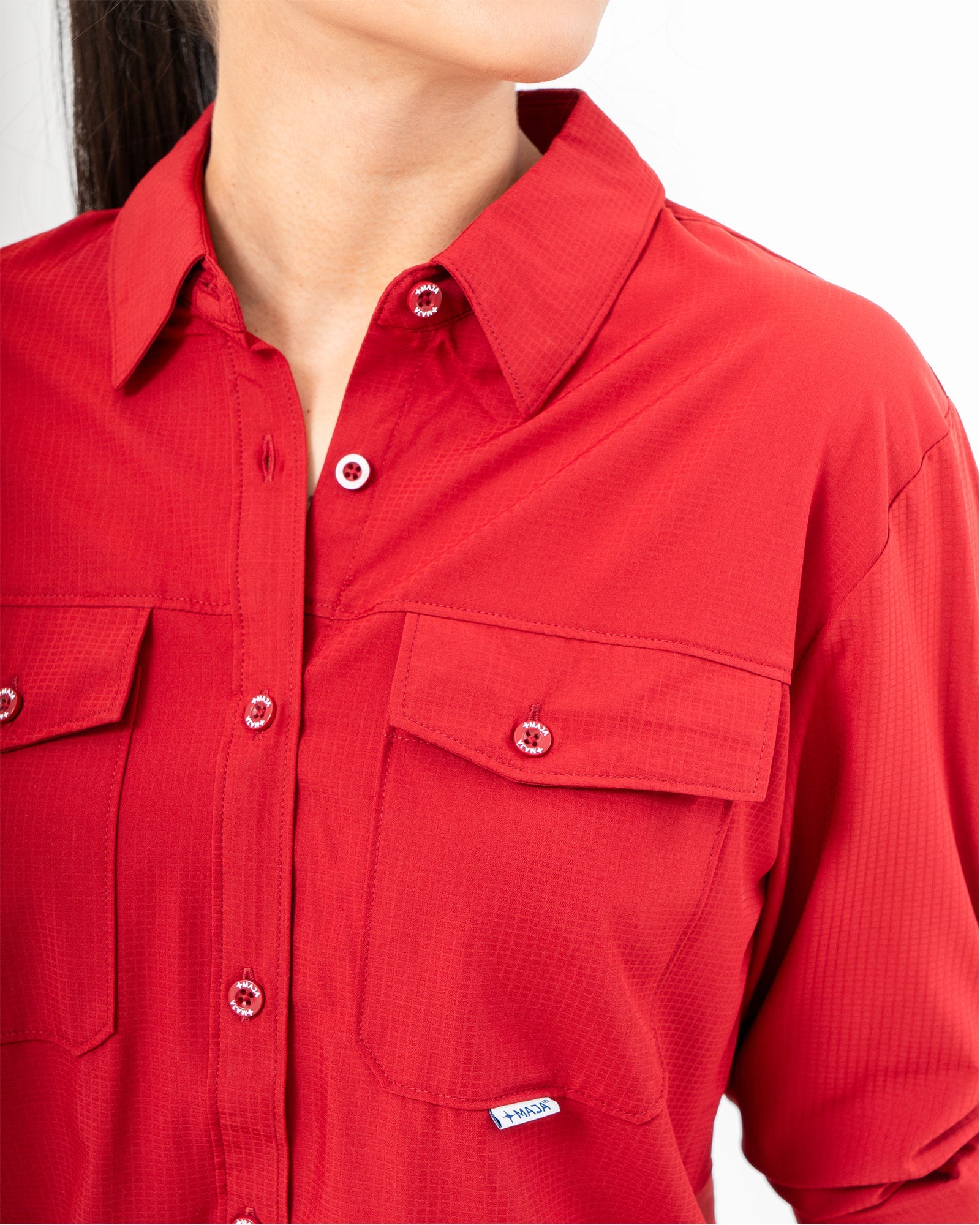MAJA® Outdoor Signature Shirt, Tinto, side view, Regular fit, Polyester, with ripstop, ideal for office