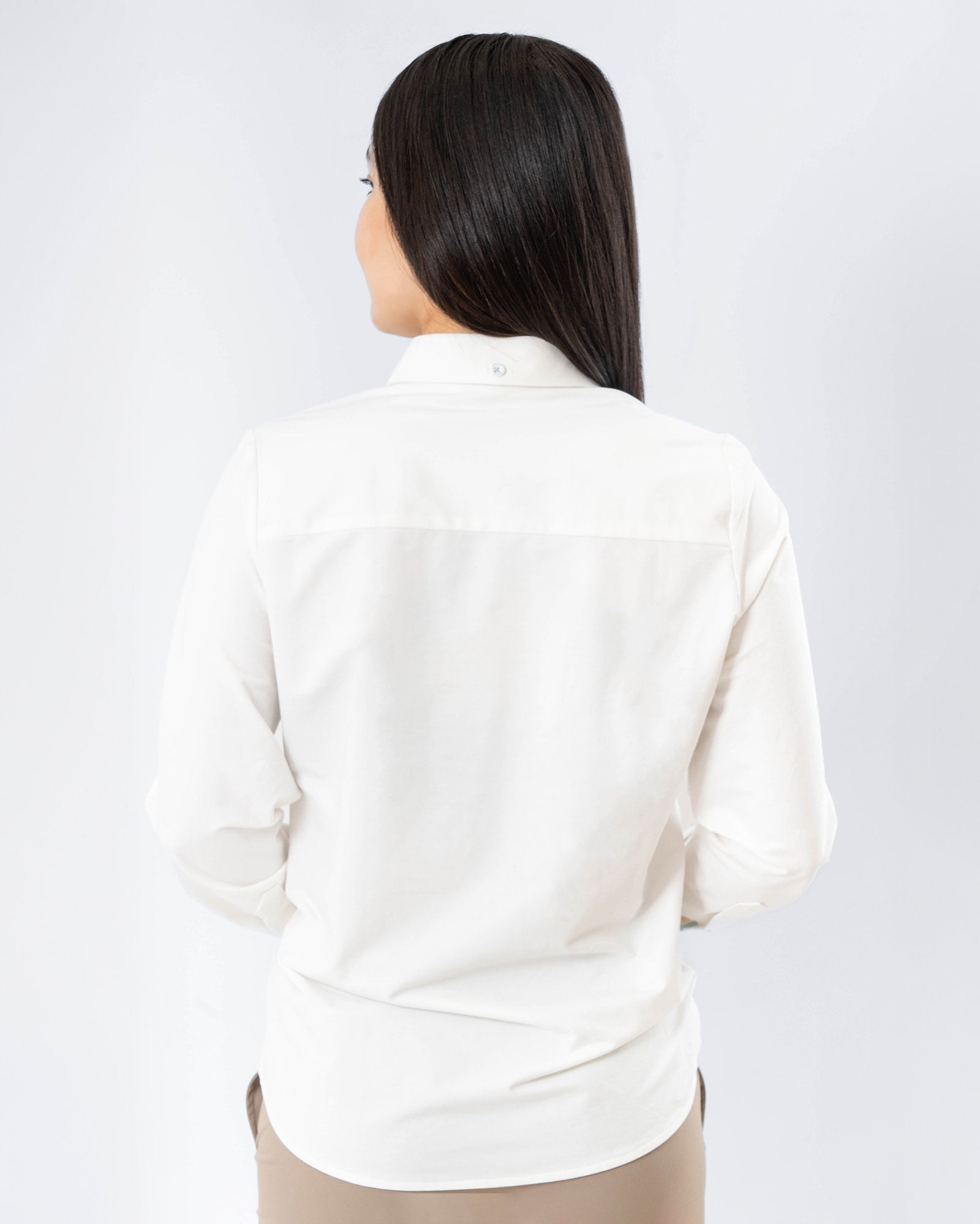 MAJA® Oxford Shirt, White, back view, Regular fit, Polyester, ideal for office