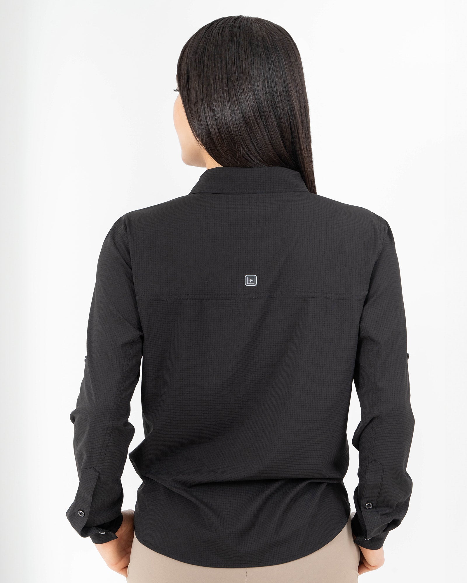 Pescadero Shirt, Black, back view, Relaxed fit, Polyester, ideal for office