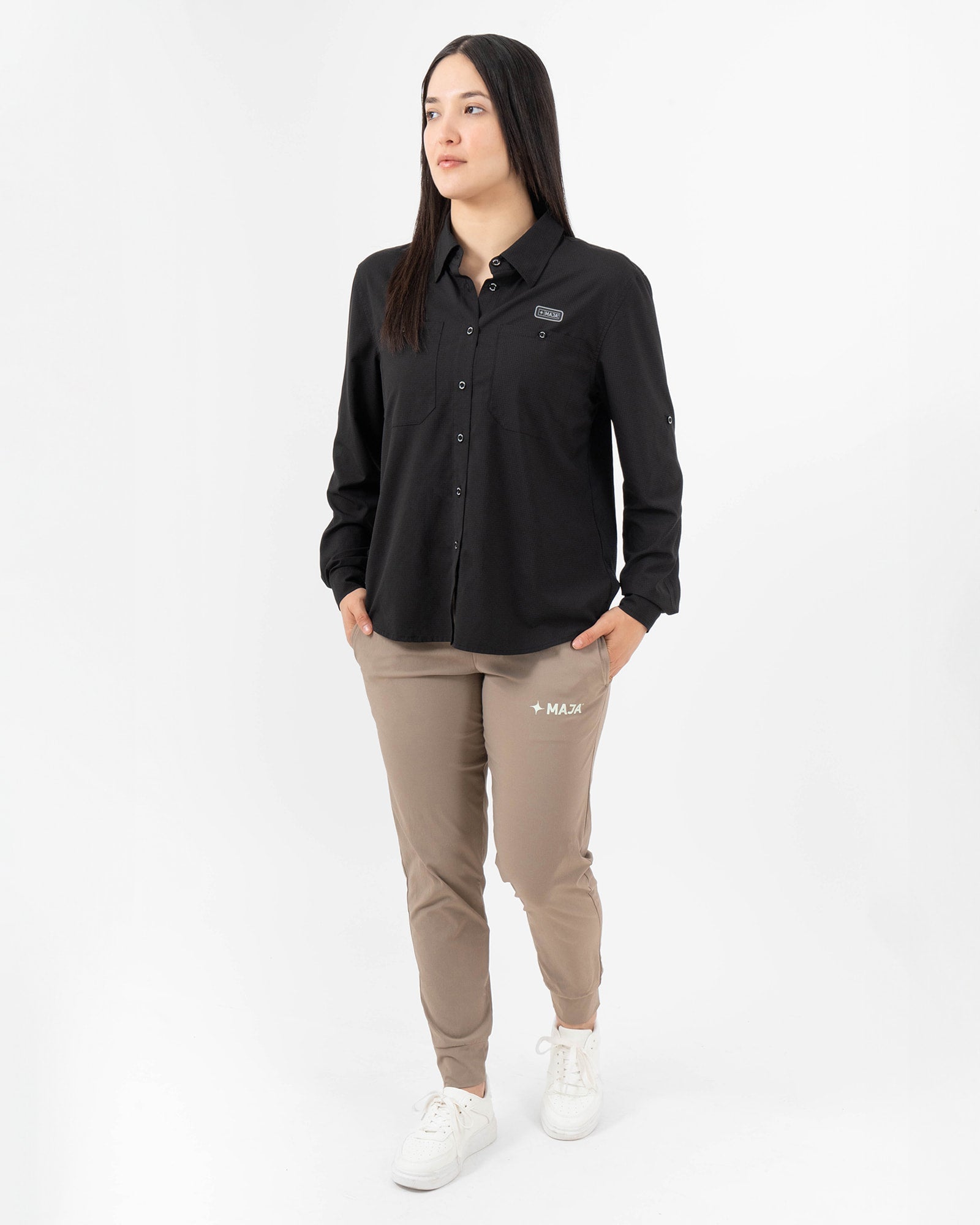 Pescadero Shirt, Black, detail, Relaxed fit, Polyester, ideal for office