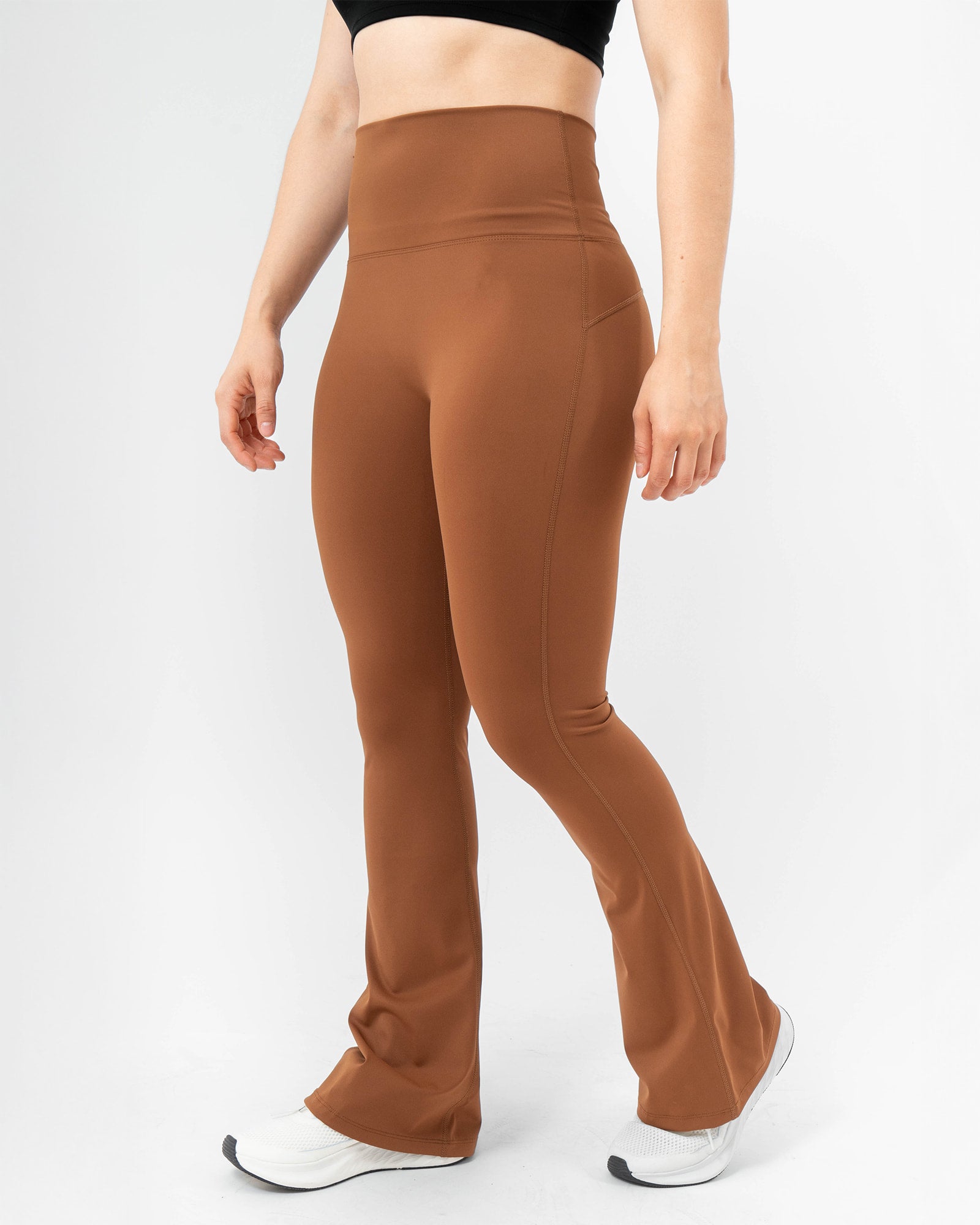 MAJA® Active Horizonte Leggings, Brown, front view, Slim fit, Polyester, with 4-way stretch fabric, comfortable for training