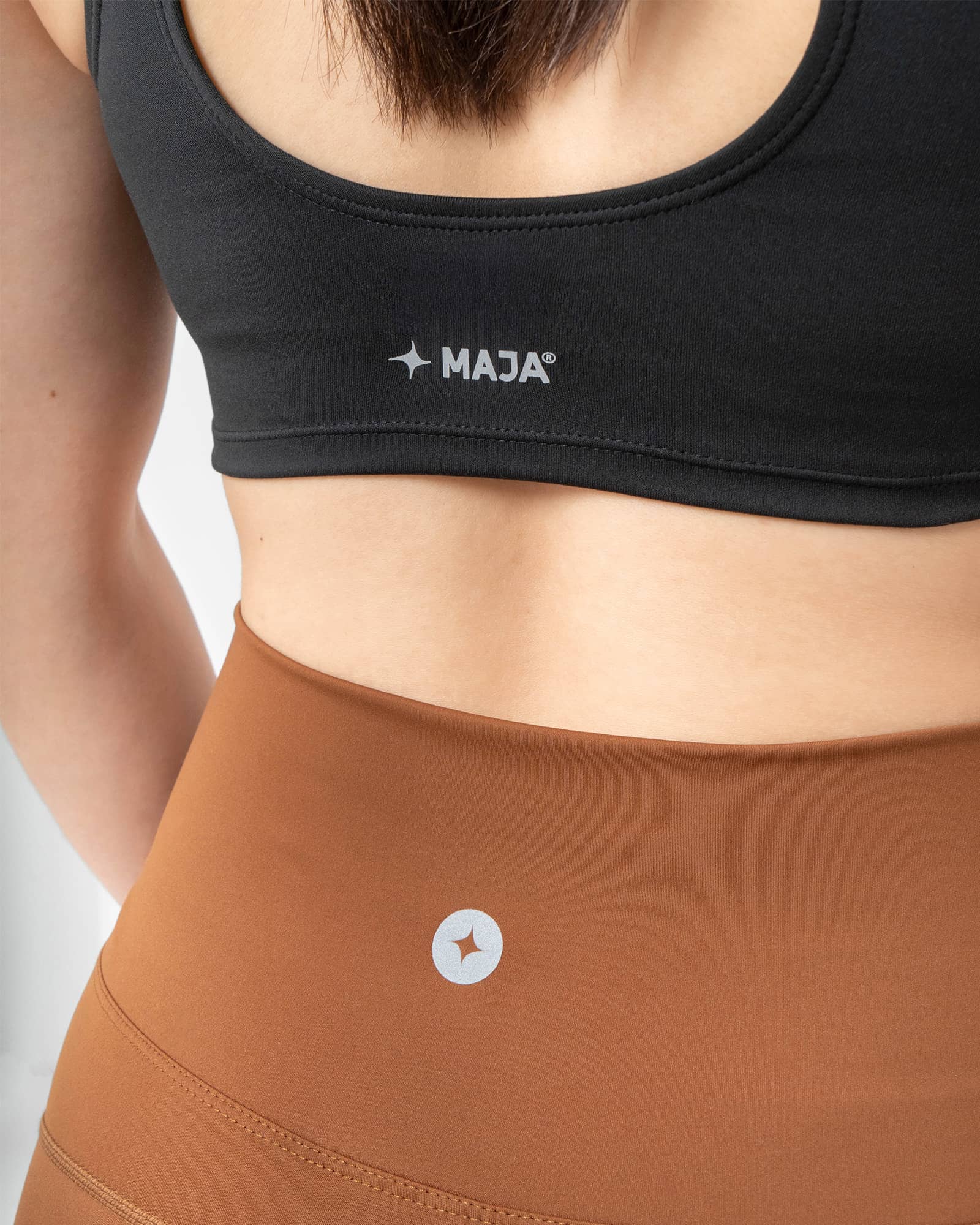 MAJA® Active Horizonte Leggings, Brown, side view, Slim fit, Polyester, with 4-way stretch fabric, comfortable for training