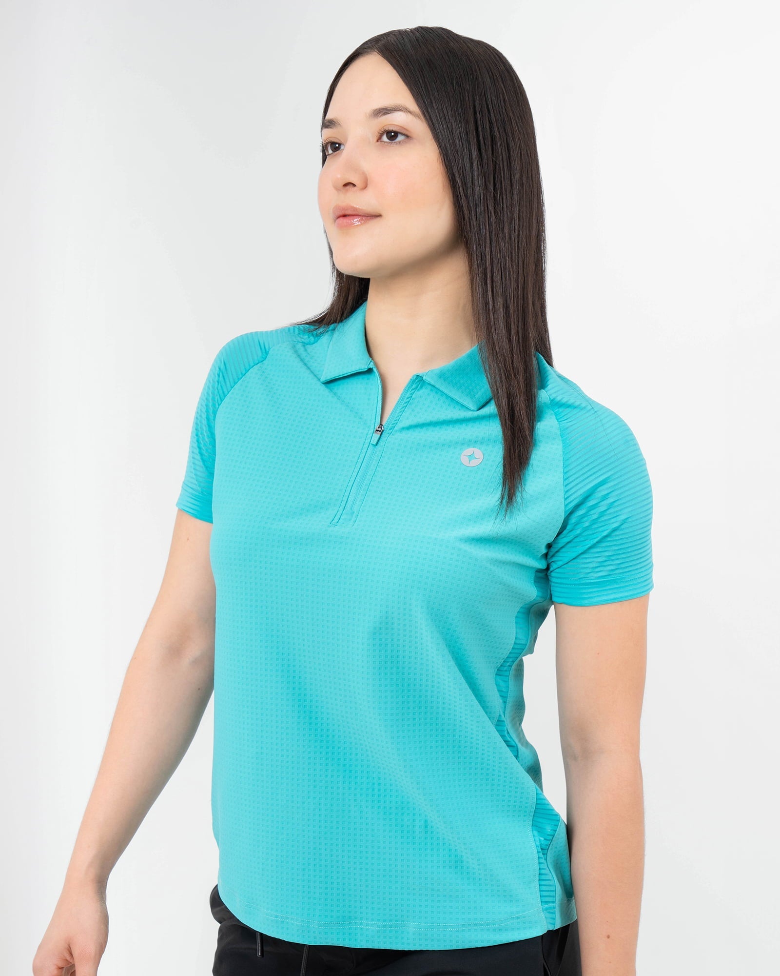 MAJA® Viento Polo, Azul aqua, front view, Slim fit, Polyester, versatile use
