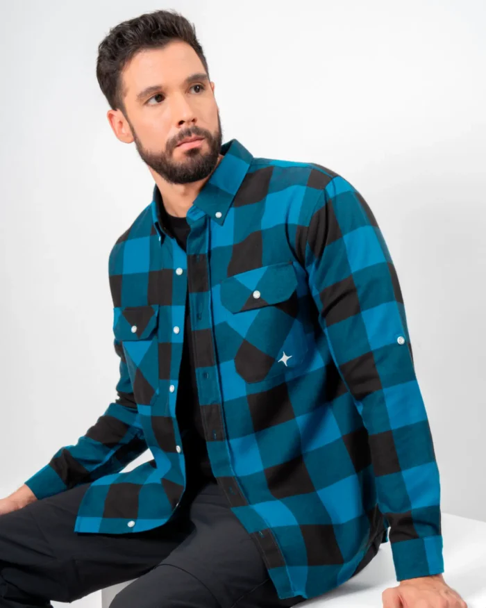 Camisa Leñador Franela a Cuadros Azul/Negro