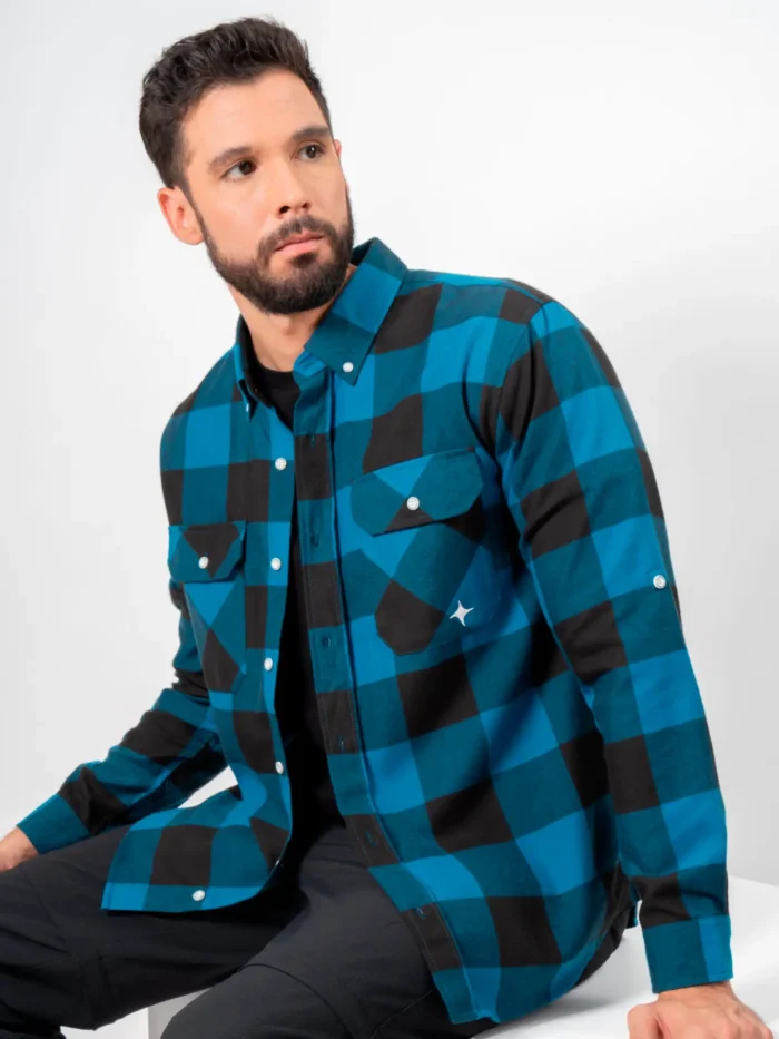 Camisa Leñador Franela a Cuadros Azul/Negro