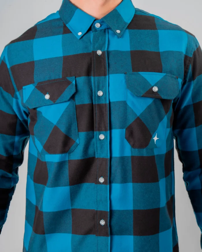 Camisa Leñador Franela a Cuadros Azul/Negro - Image 4