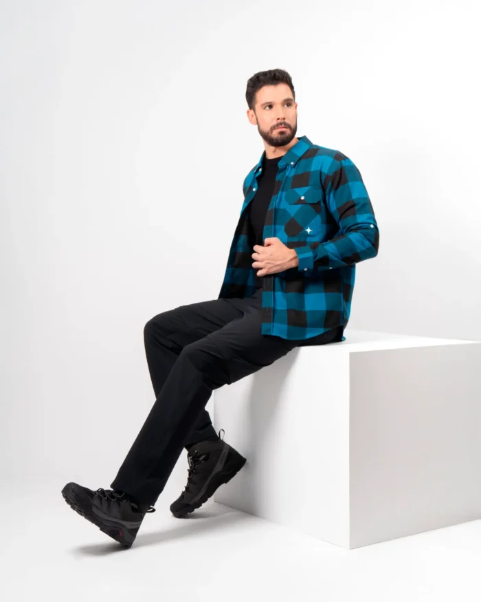Camisa Leñador Franela a Cuadros Azul/Negro - Image 5